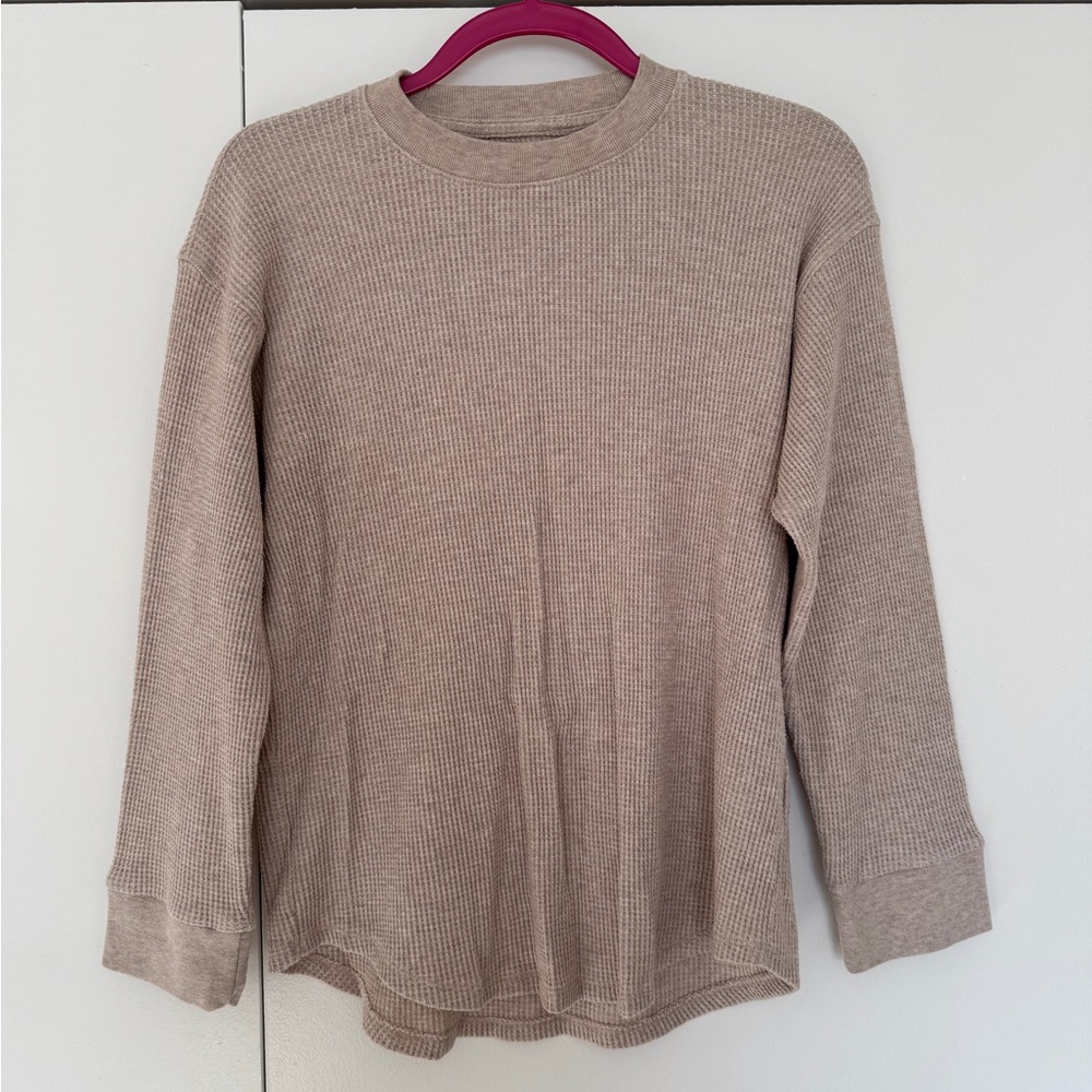 Abercrombie & Fitch Beige Long Sleeve Thermal Tee Ribbed High Neck Size Small